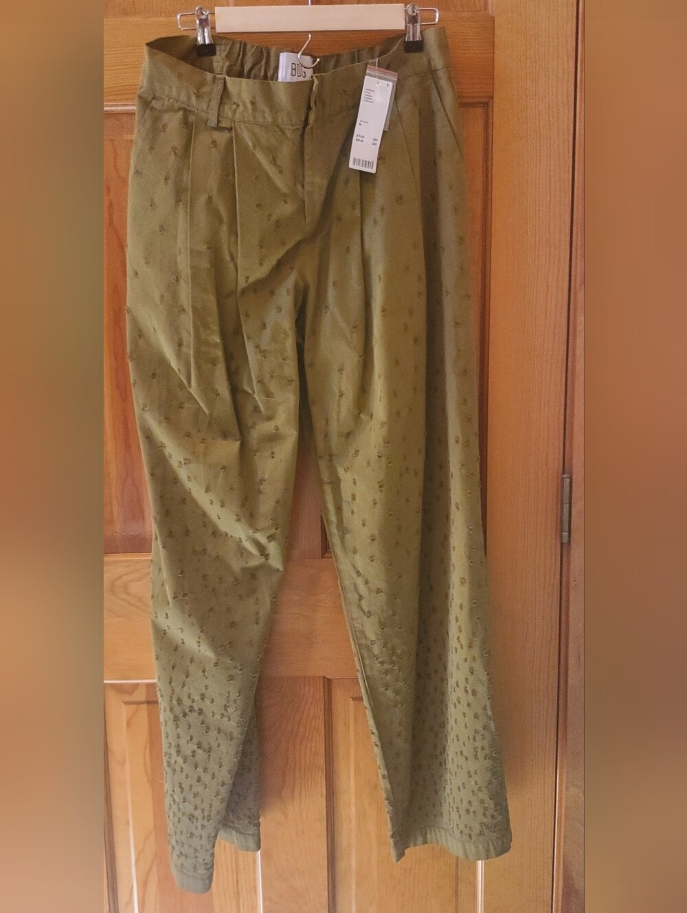 BDG Olive Green Pleated Distressed Textured Trousers Pants Medium